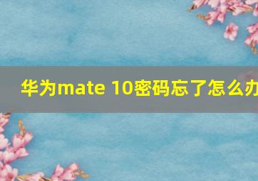 华为mate 10密码忘了怎么办